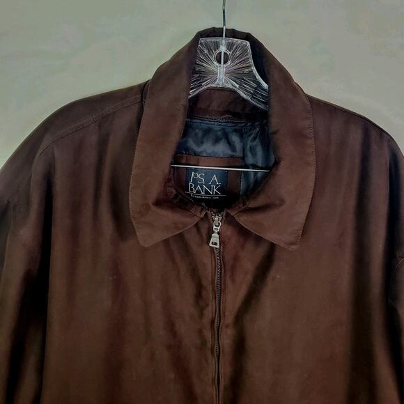 Jos. A. Bank Mens Bomber Jacket Removable Lining Faux Suede Dark Brown Sz XL - Picture 2 of 15